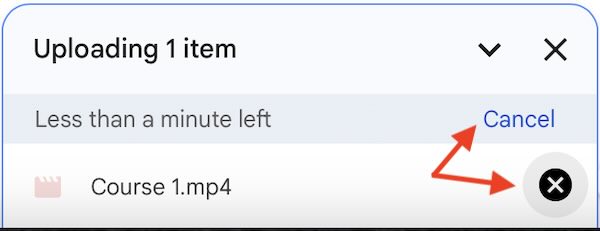 cancel Google Drive upload
