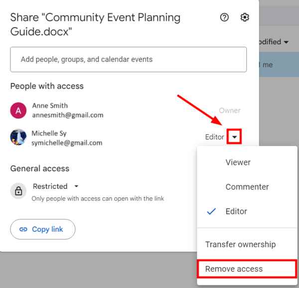 how to unshare documents in google drive