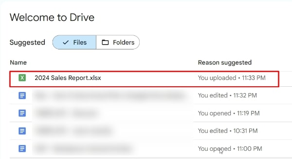 how to save excel file to Google Drive