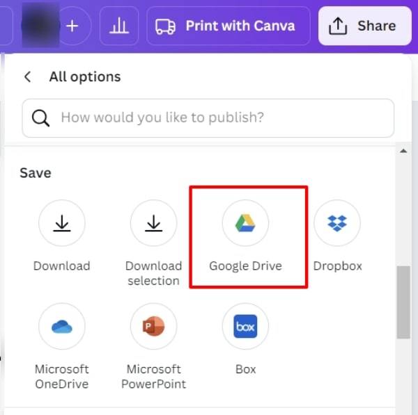 how do you save Canva designs to Google Drive