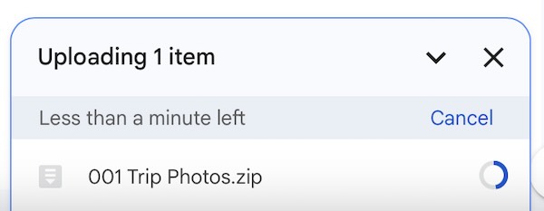 can you upload ZIP files to Google Drive