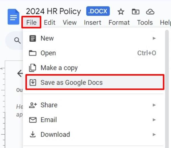 save word doc to Google Drive