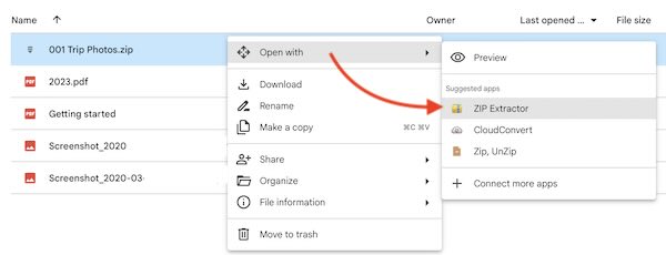 how to upload a ZIP file to Google Drive