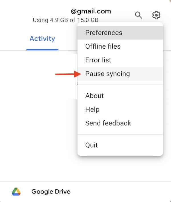 Google Drive uploading stuck