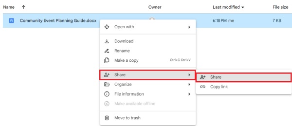 unshare google drive