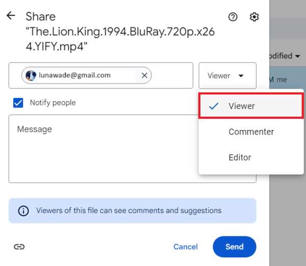 how to share large video files on google drive