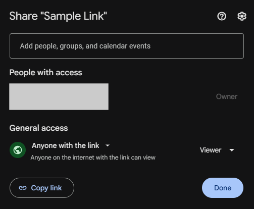 can you add a link to a Google Drive folder