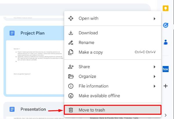 Google drive move file to trash