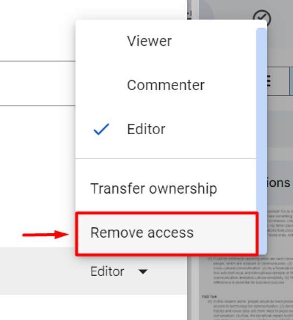 how to remove sharing on google drive