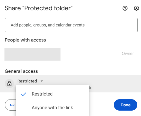 Google Drive add password to folder