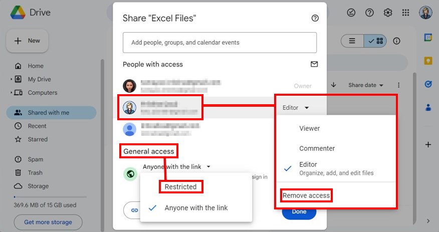 disabling file sharing in google drive