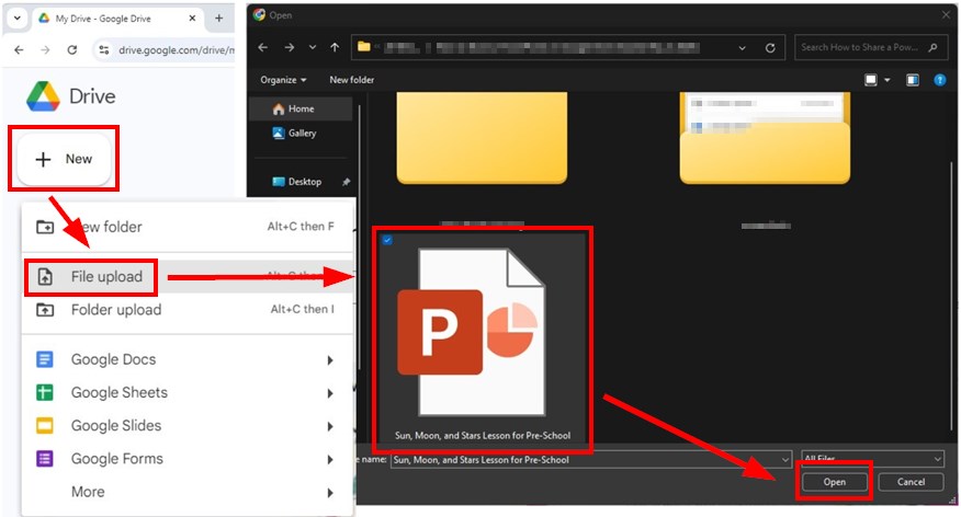 uploading powerpoint presentation to google drive