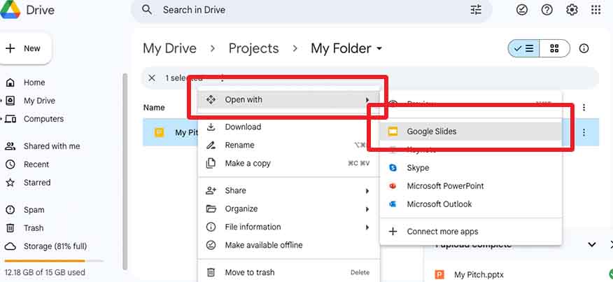 upload powerpoint to your google drive