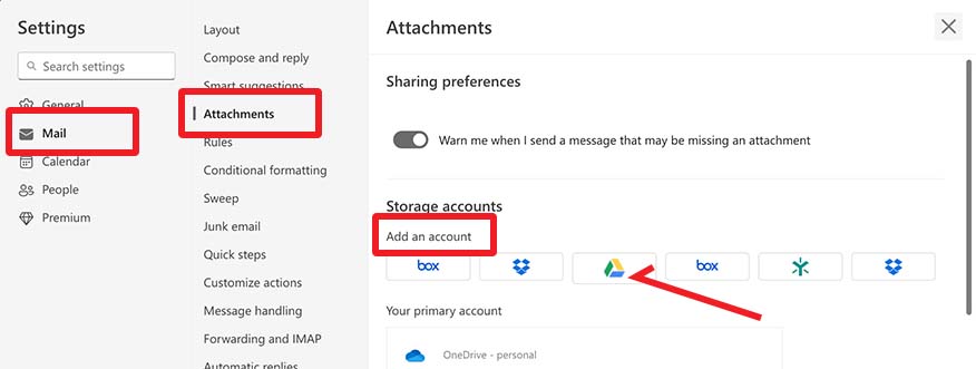 how to access google drive from outlook email