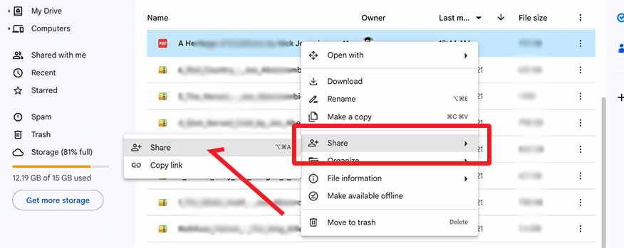 emailing a pdf from google drive