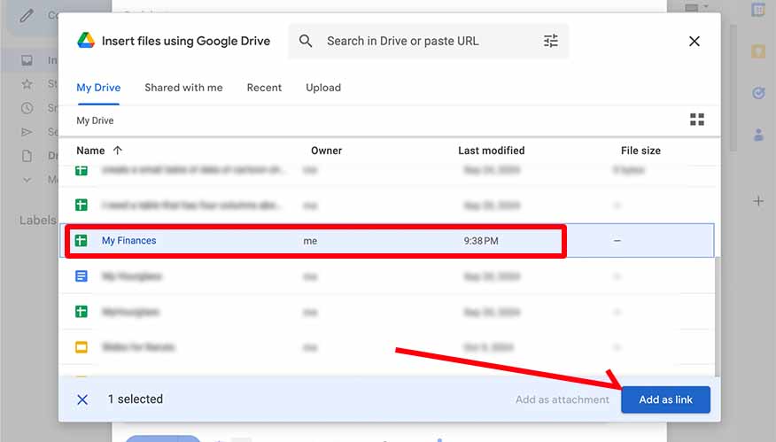 how to attach google drive document to email