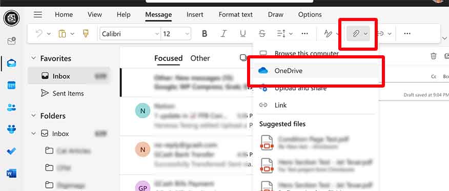 access drive from outlook email