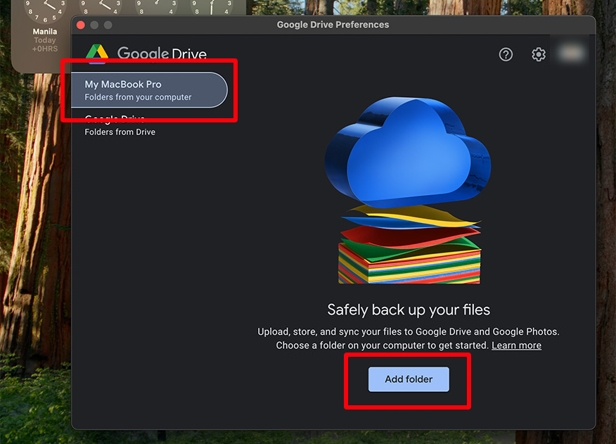 how to back up macbook in Google Drive