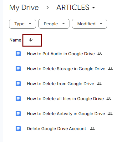 reorder on google drive
