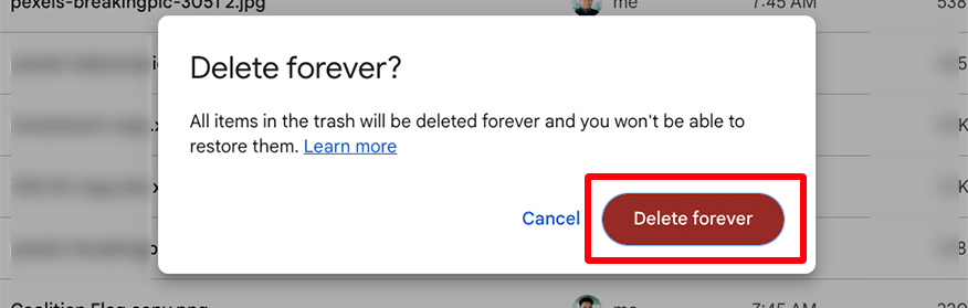 delete files on Google Drive permanently