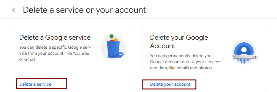 delete a account in google drive