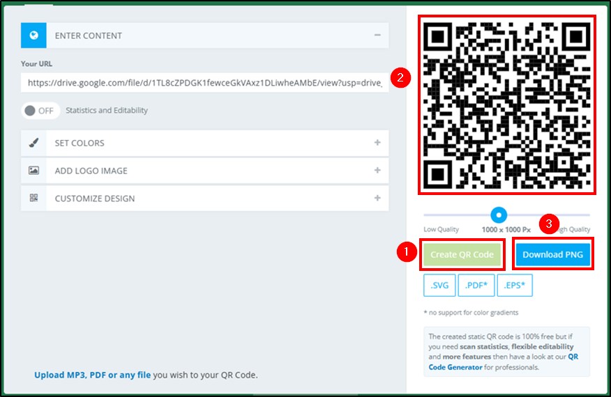 pdf qr code setup in google drive