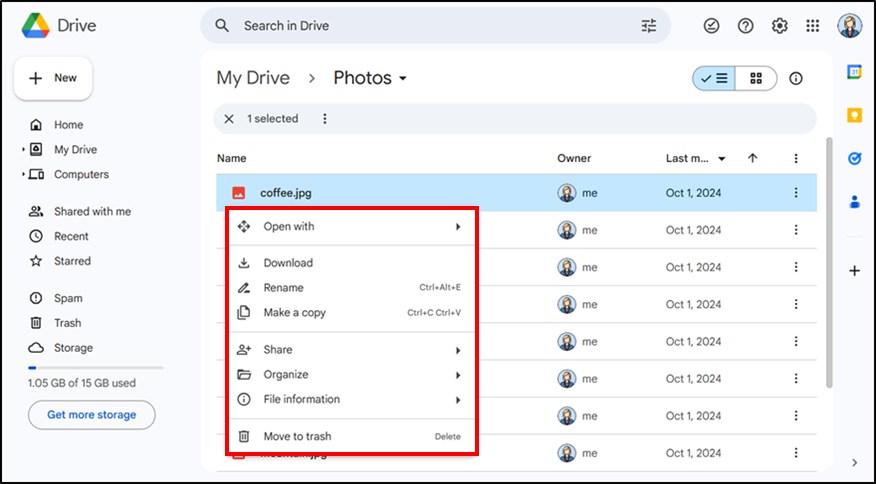 photo sharing link in google drive