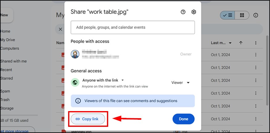 making a google drive link for images