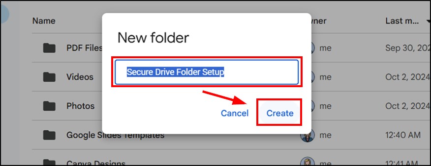 protecting google drive folder