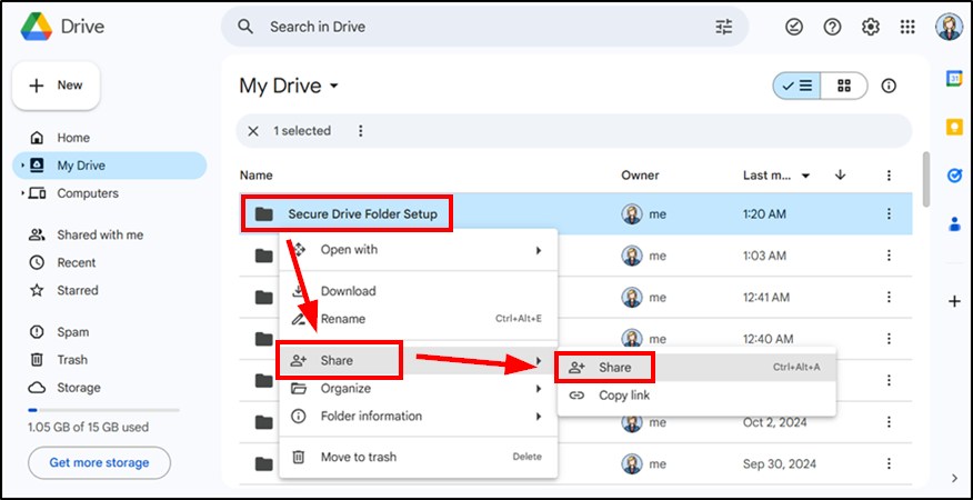 making folders safe in google drive