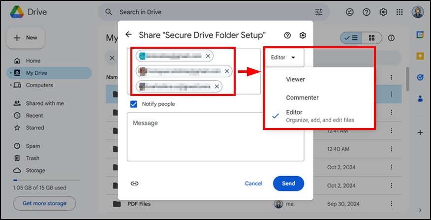 creating protected google drive folder