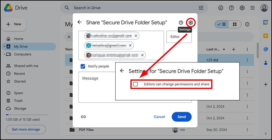 setting up secure storage in google drive