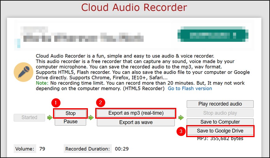 how do you make an audio file on Google Drive