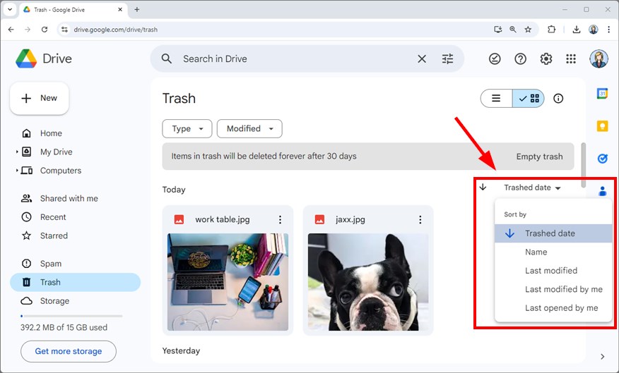 retrieve deleted photos in google drive