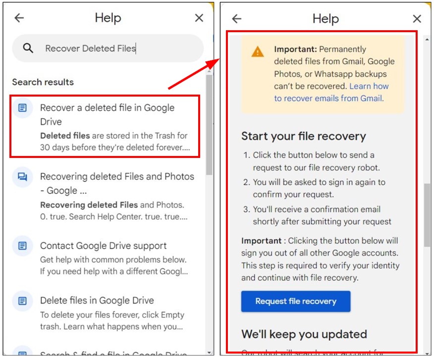 how do i recover permanently deleted files from google drive