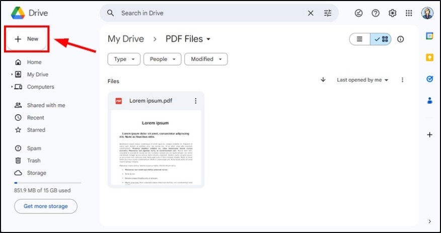 sending a pdf to google drive