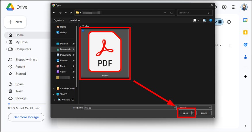 steps for sending pdfs to google drive