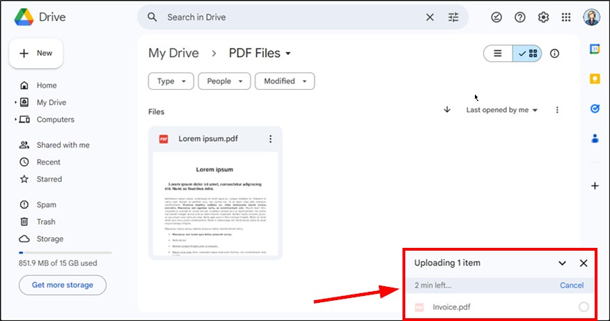 google drive pdf sending method