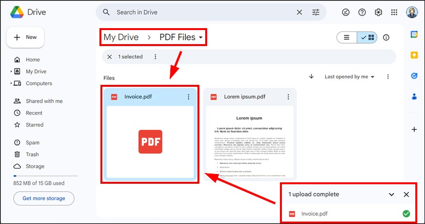 guide for sending pdf to google drive