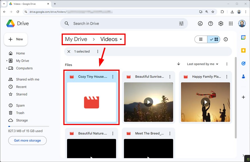 transferring video clips to google drive