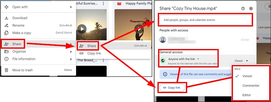 sending video content to google drive