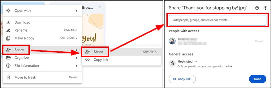 sharing documents through google drive