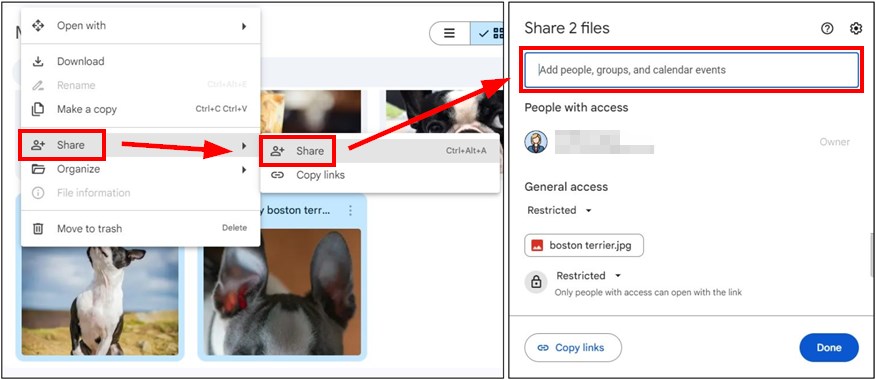 how to share images with google drive