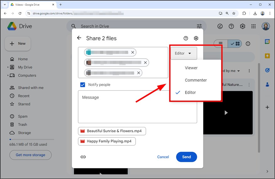 how to send videos using google drive