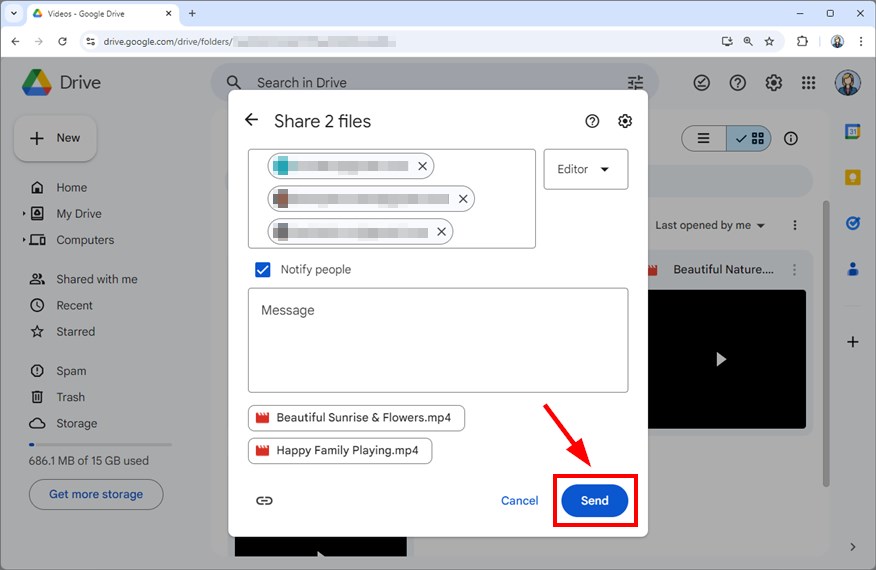 how to send videos with google drive