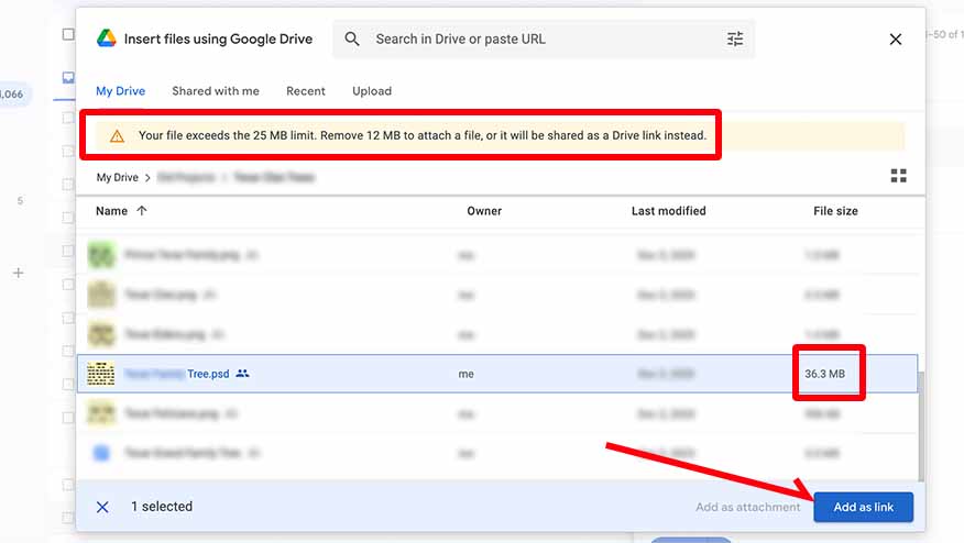 how to send large files via email using google drive