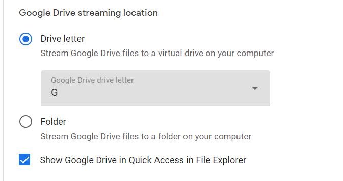 syncing Google Drive into the File Explorer