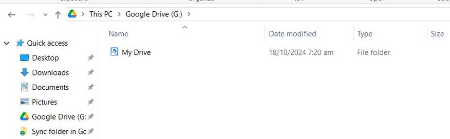 syncing Google Drive in File Explorer