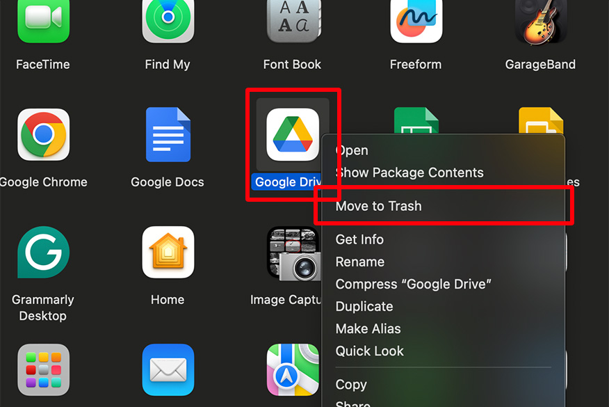 macos uninstall Google Drive